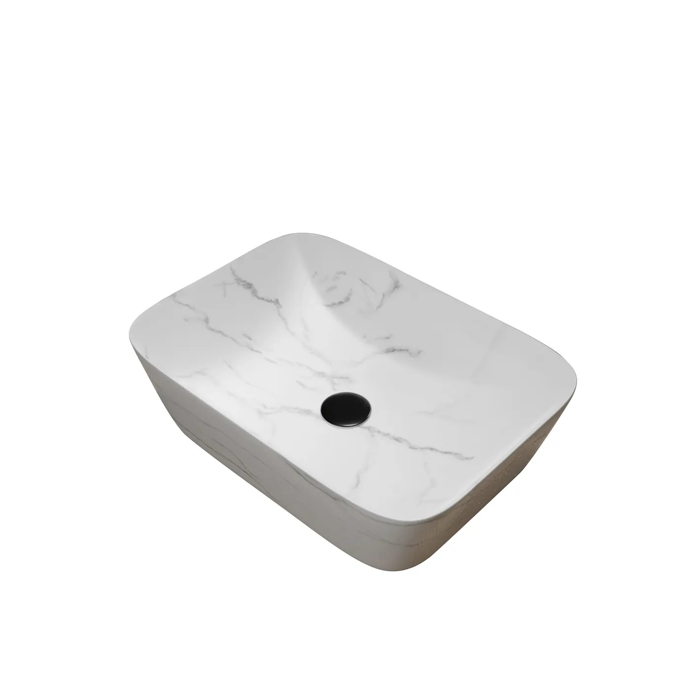 Aurlane WHITE MARBLE Rectangular Ceramic Basin Matt White 46cm