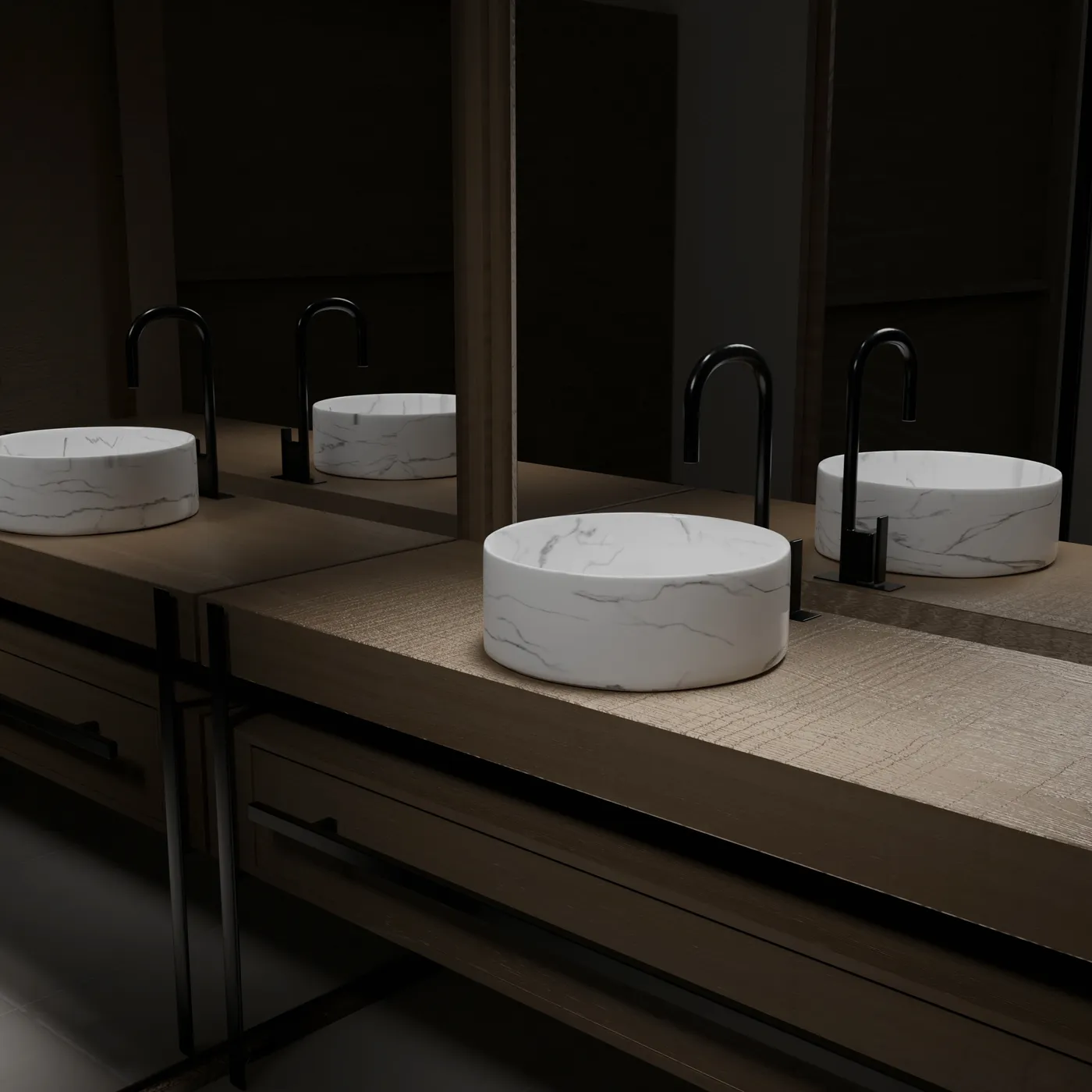 Aurlane Effect Marble Round Ceramic Basin Matt White 36cm - Image 2