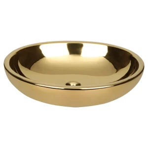 Differnz Dias Oval Ceramic Basin Gloss Gold 50cm