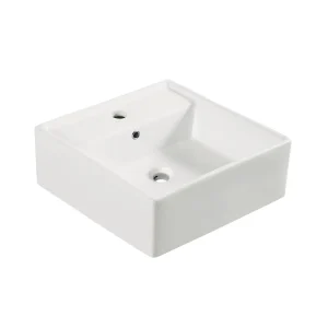 Wiesbaden Larx Square Ceramic Basin Gloss White 41cm