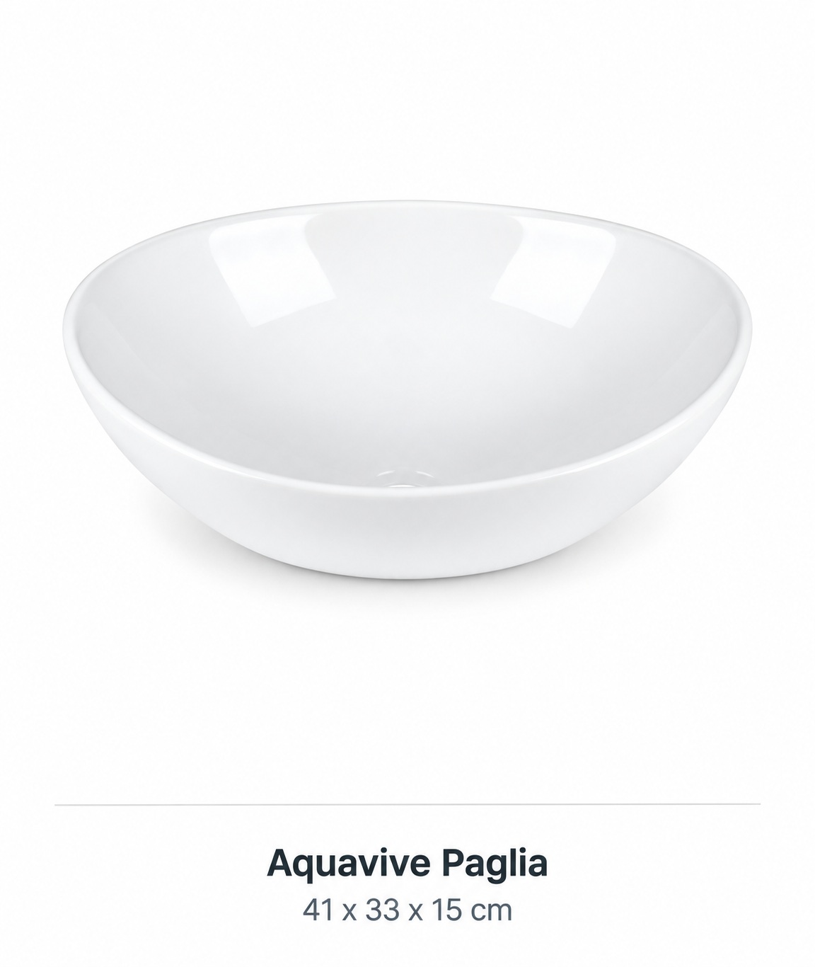 Aquavive Paglia oval gloss white ceramic basin 41x33cm
