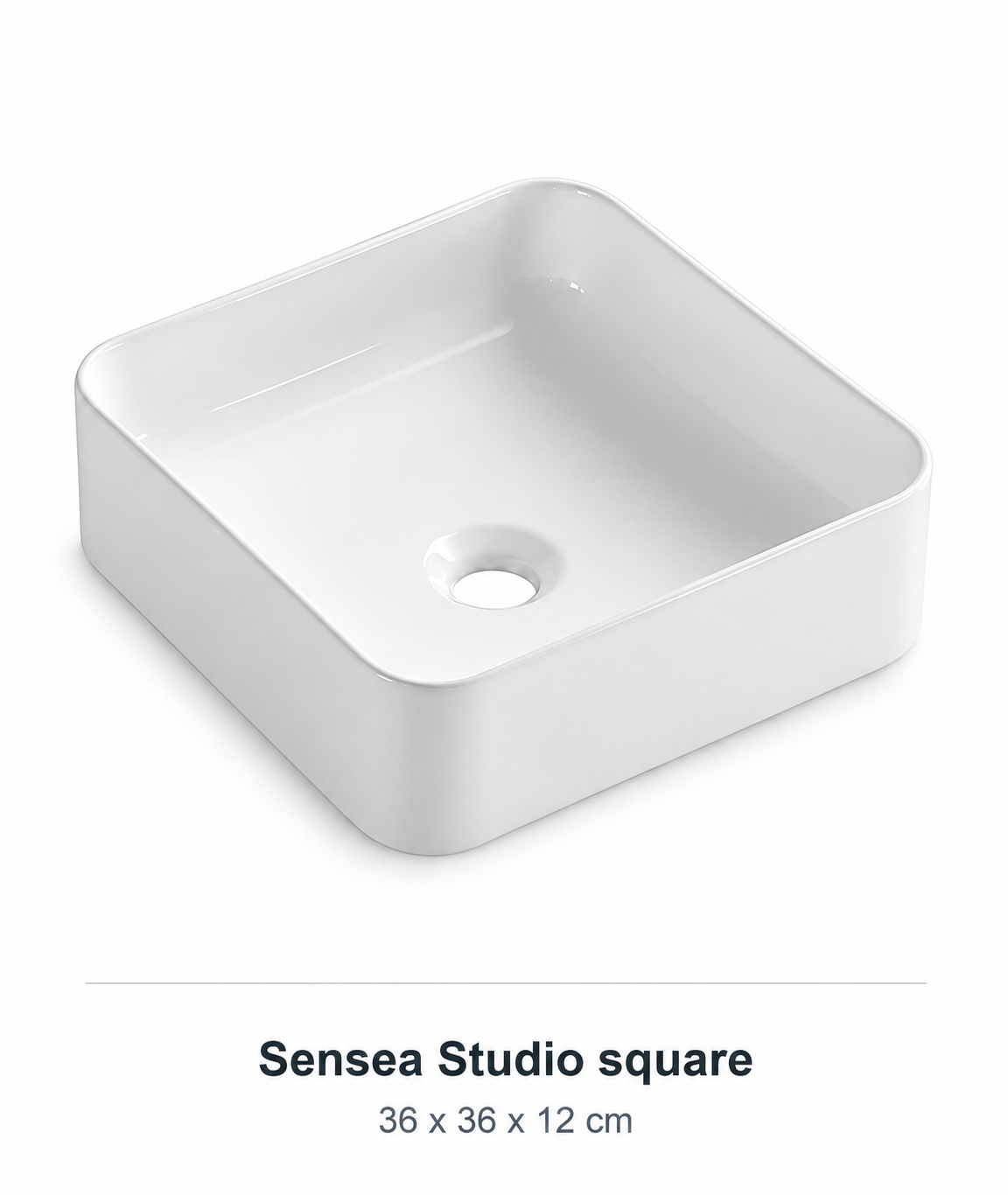 Sensea Studio square white ceramic basin 36cm