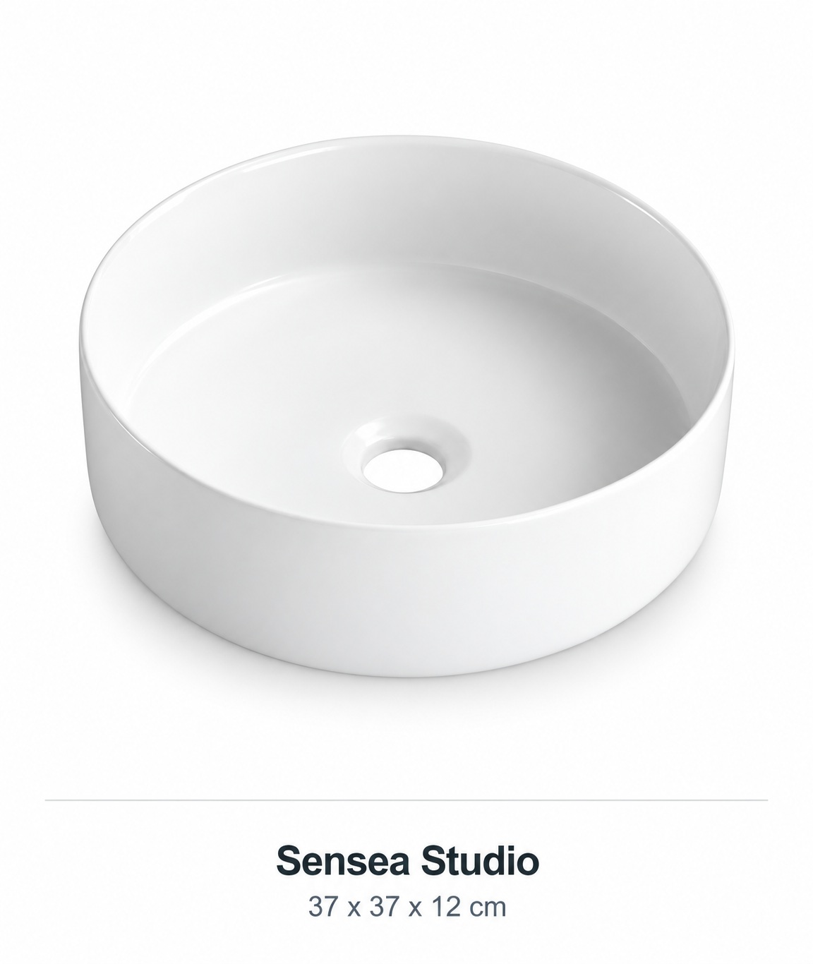 Sensea Studio round matt white ceramic basin 37cm